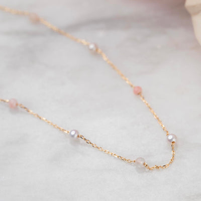14kt Gold Pink Ombre Pearl Necklace