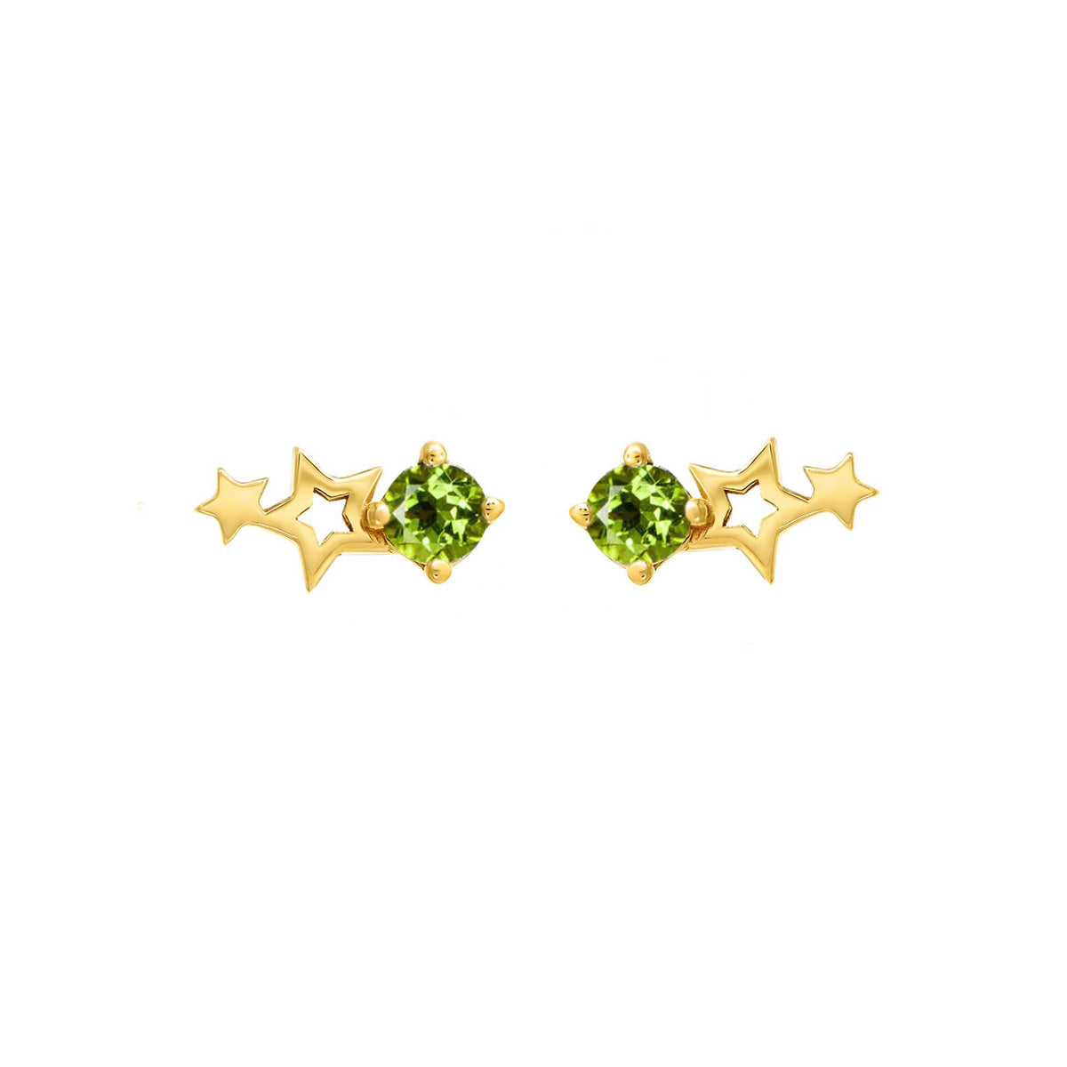 Solid Gold Celestial Birthstone Stud Earrings