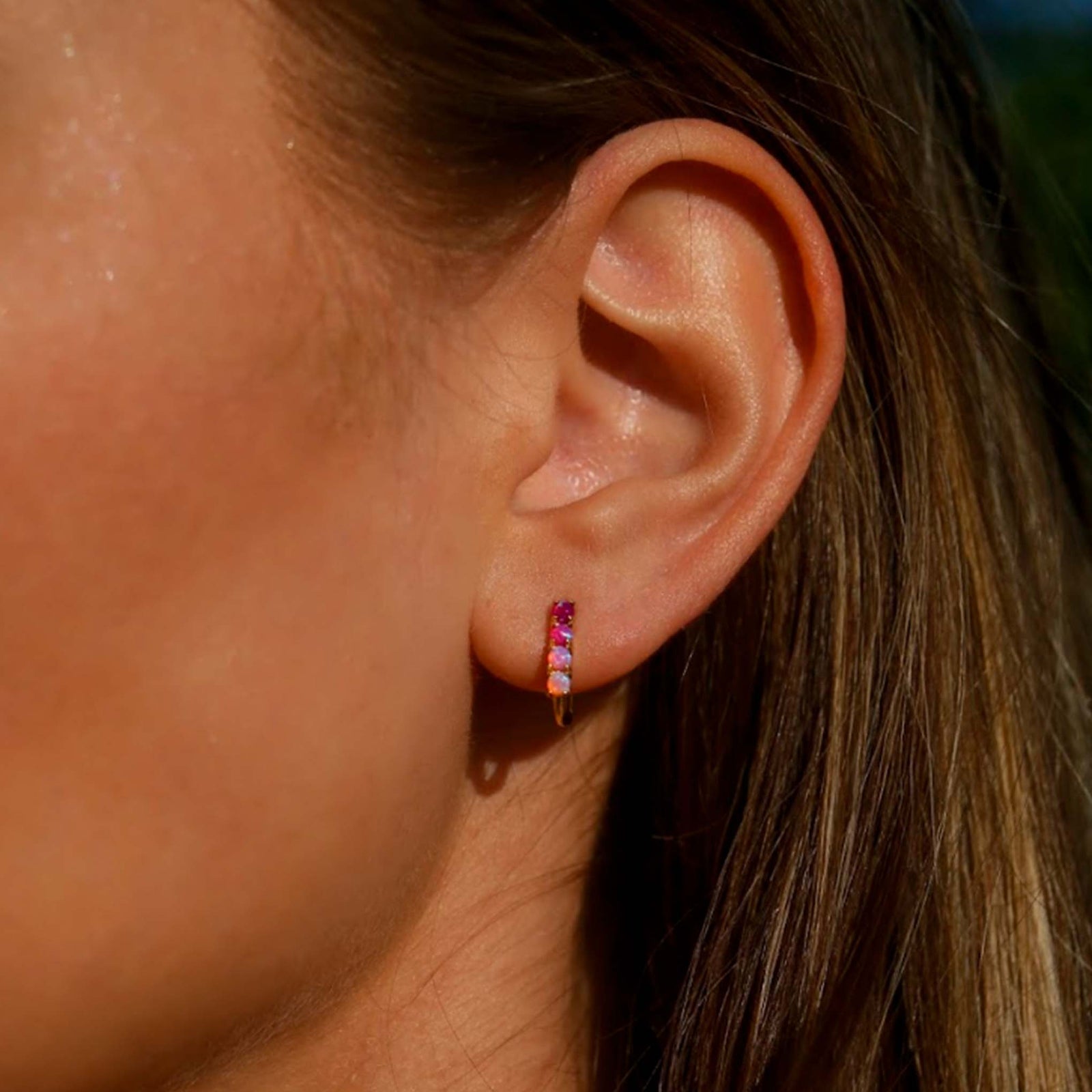 Pink Opal Ombre Oblong Ella Hoops