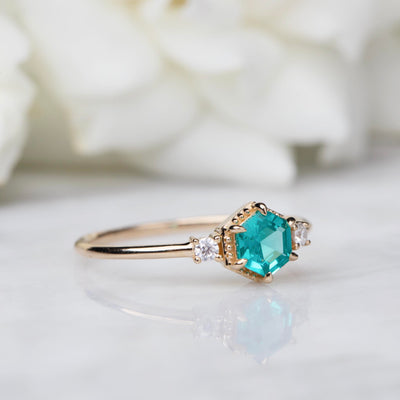 14kt Gold Oceanic Moissanite Cosmos Ring