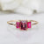 14kt Gold Rhodolite Garnet and Topaz Cascading Love Ring