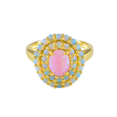 Pink Opal Sunrise Crown Ring