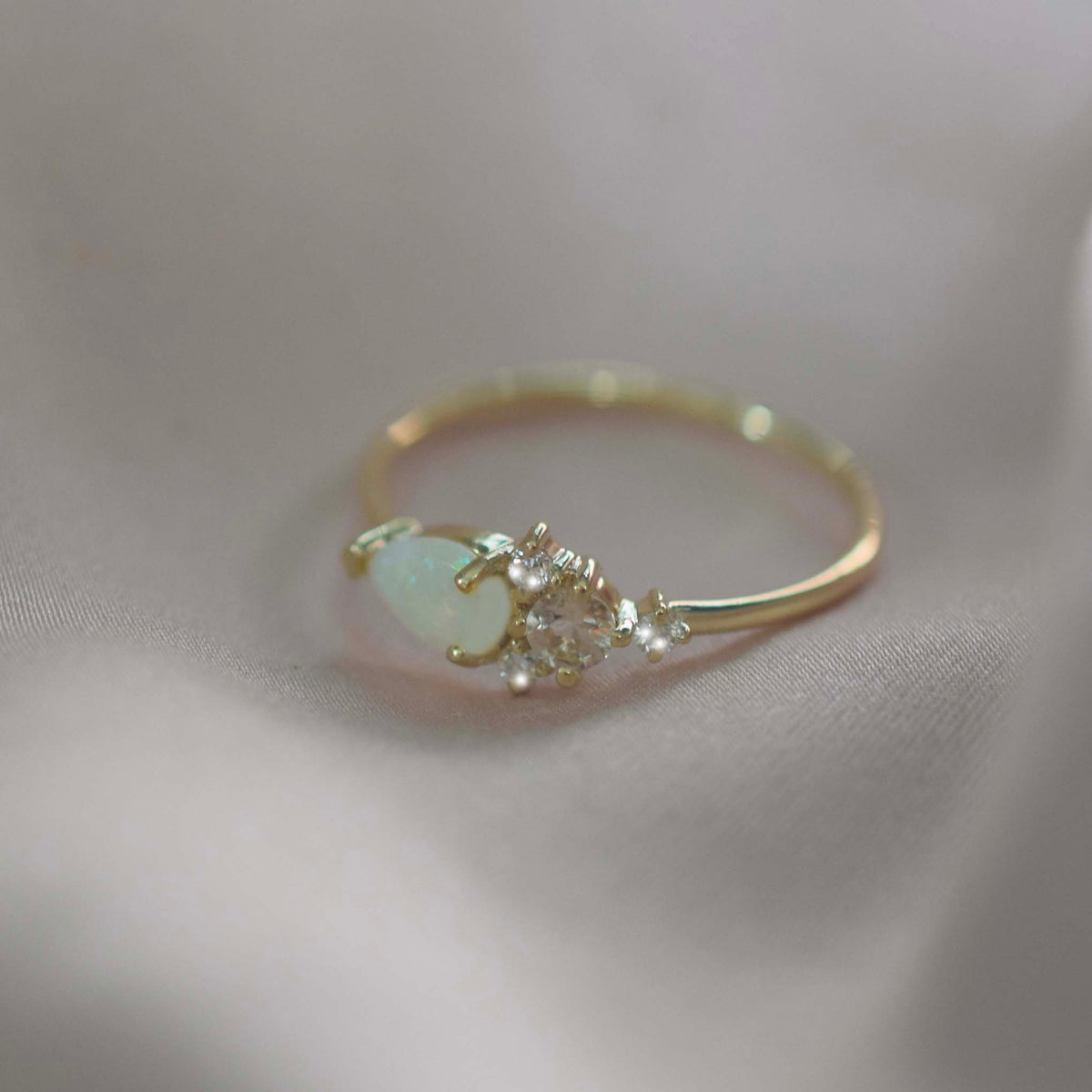 14kt Opal, Diamond and Morganite Louise Ring
