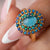 Blue Cats Eye Opal Ombre Vintage Crown Ring