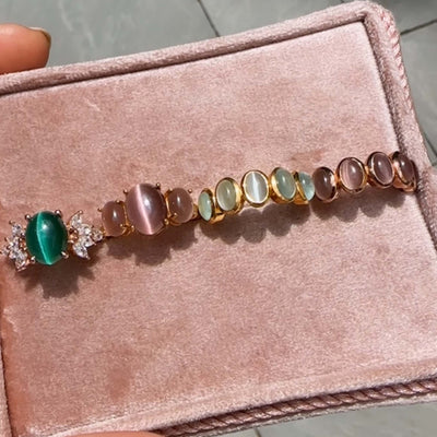Rose Gold Pink Cats Eye Flow Ring