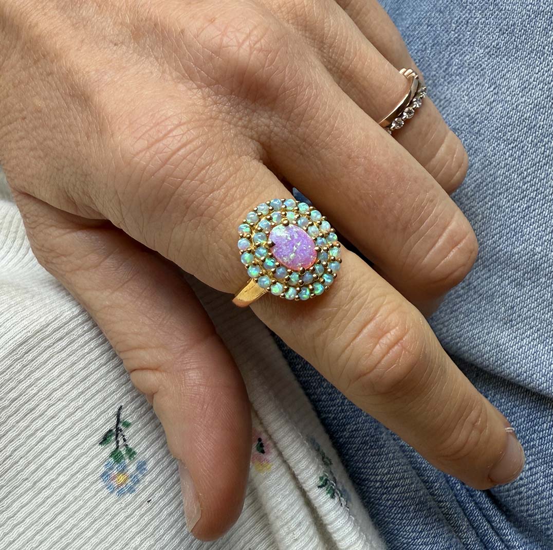 Pink Opal Sunrise Crown Ring