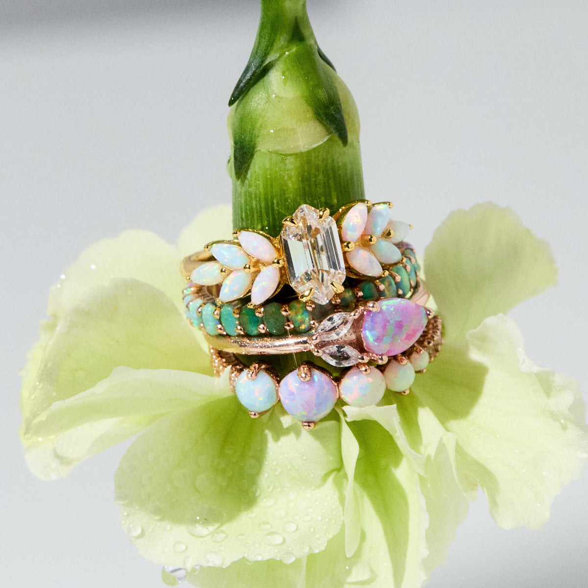 Rose Gold Pastel Opal Ombre Galaxy Ring