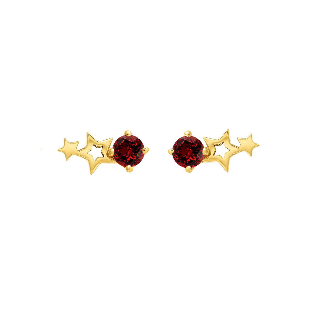 Solid Gold Celestial Birthstone Stud Earrings