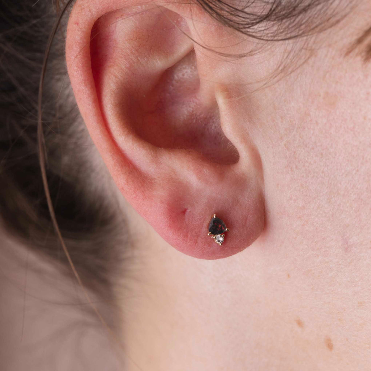 14kt Gold Rutilated Quartz and Topaz Midnight Rising Studs