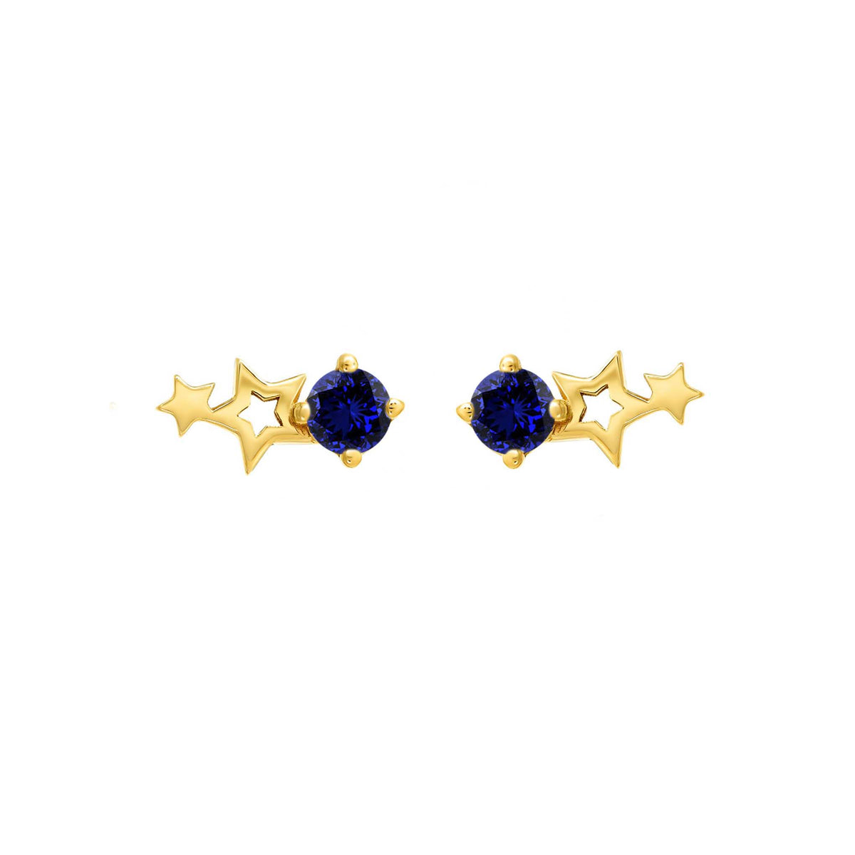 Solid Gold Celestial Birthstone Stud Earrings