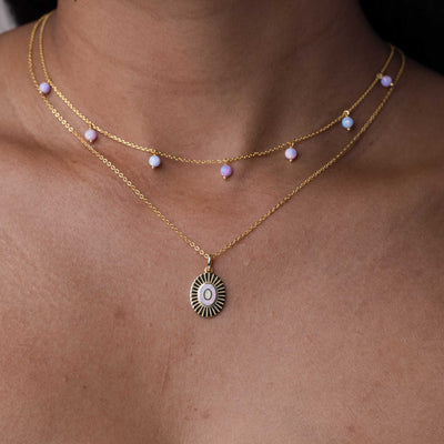 Opal Inlay Art Deco Pendant