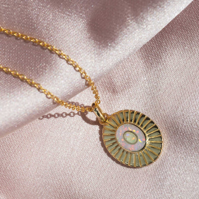 Opal Inlay Art Deco Pendant