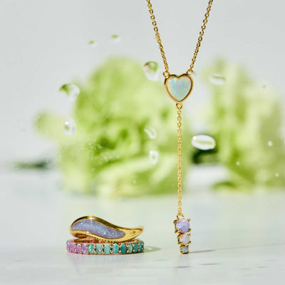Pastel Opal Heart Lariat