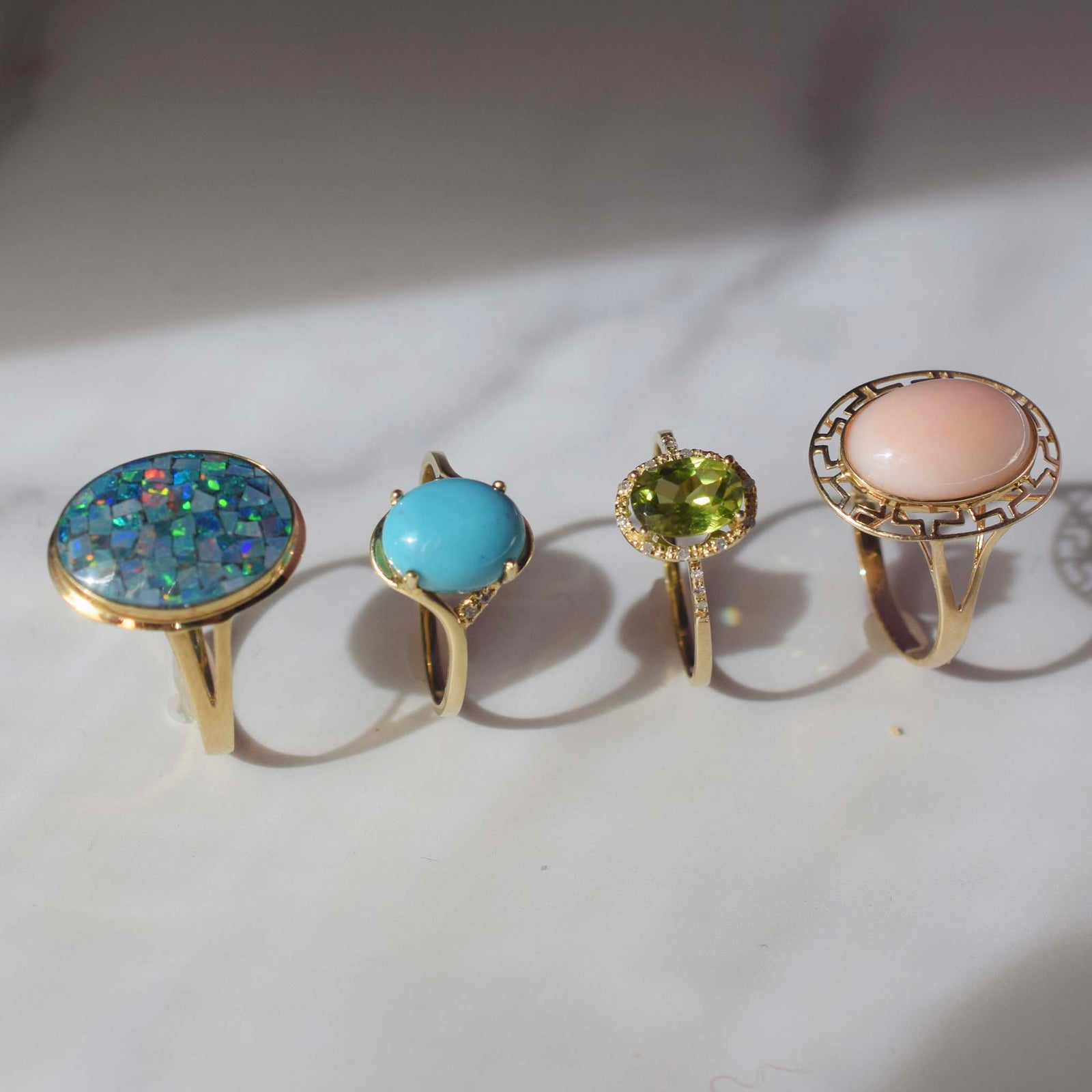 14kt Turquoise & Diamond Lune Ring