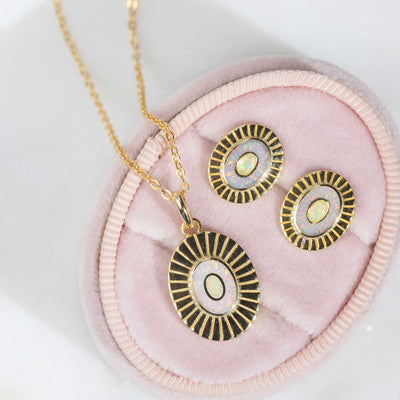 Art Deco Opal Inlay Studs