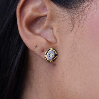 Art Deco Opal Inlay Studs