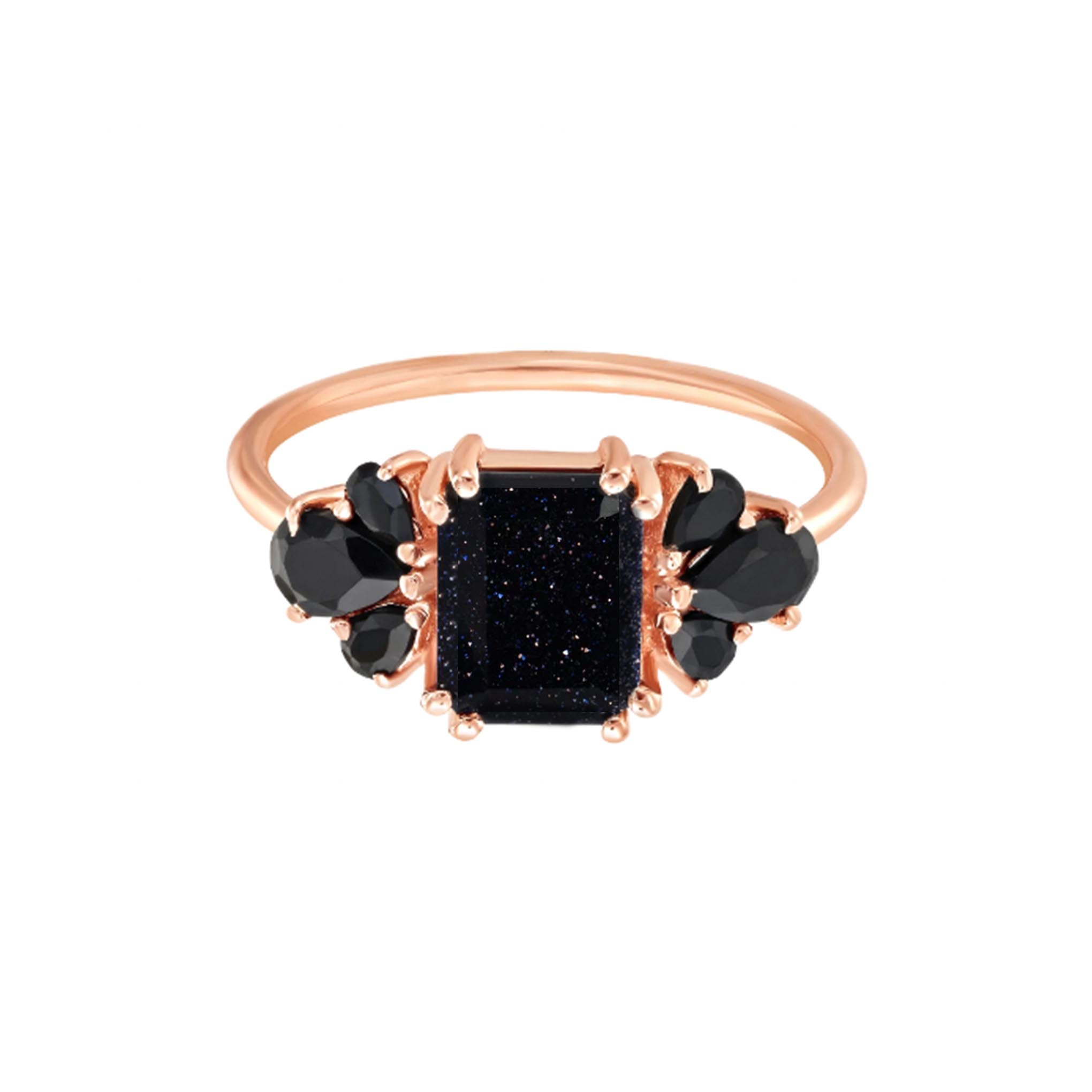 Sunstone & Black Onyx Shooting Star Ring | La Kaiser