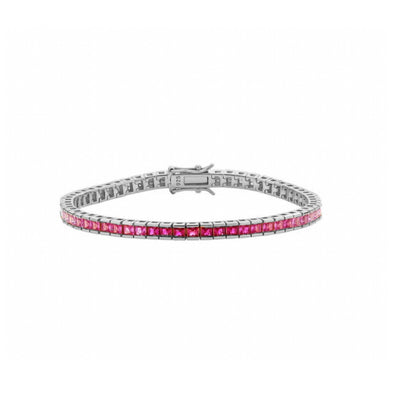 Silver Pink Ombre Channel Tennis Bracelet