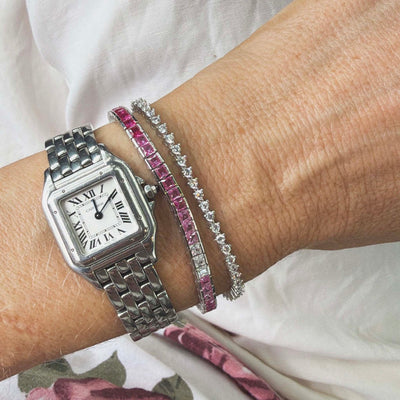 Silver Pink Ombre Channel Tennis Bracelet