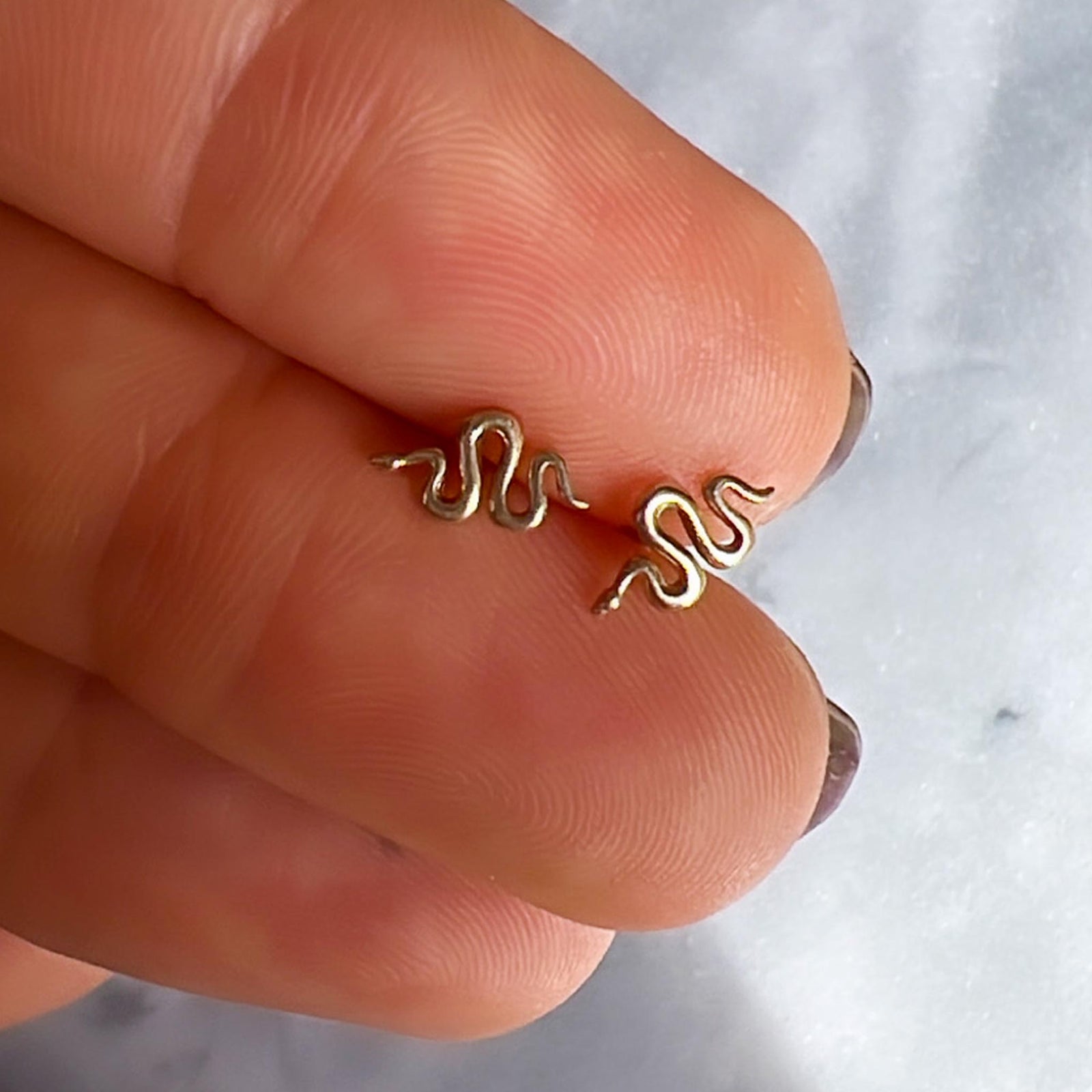 14kt Gold Mini Serpent Studs