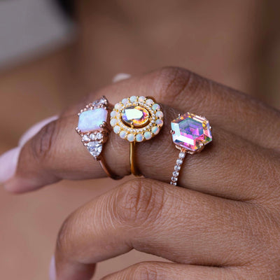 Rose Gold Angel Quartz Parisian Lady Ring