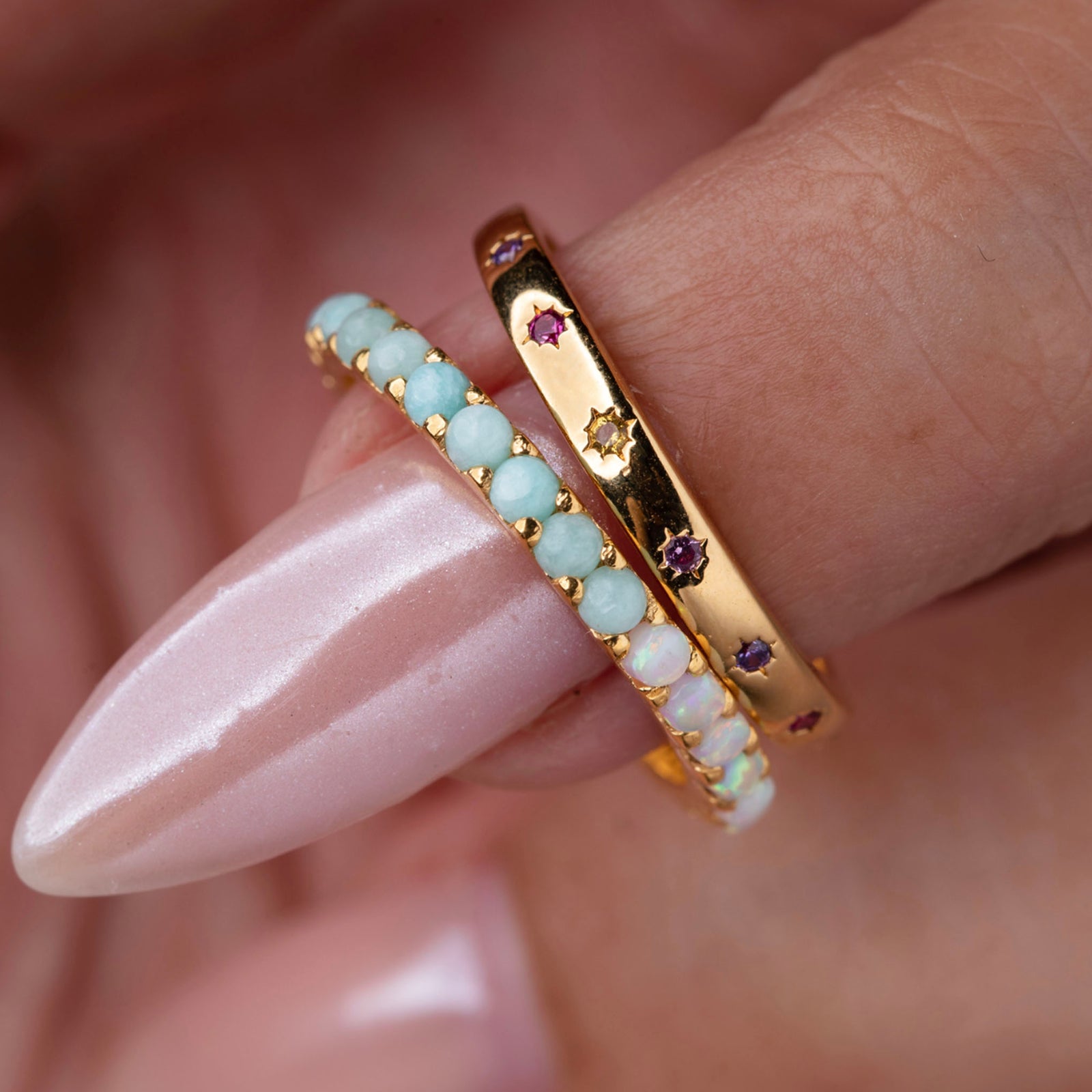 Indecisive Opal & Amazonite Eternity Band