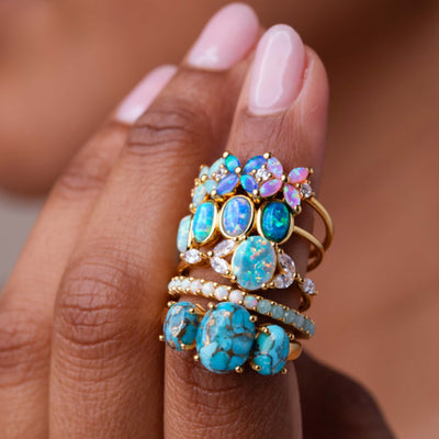 Copper Turquoise Gum Drop Ring
