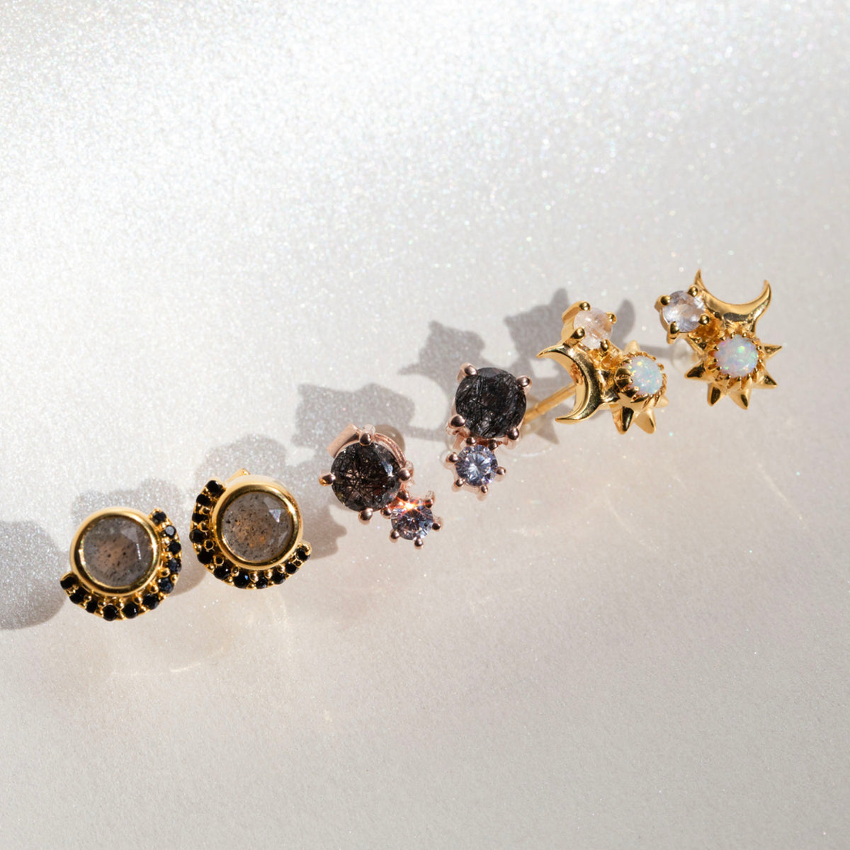 Rose Gold Rutilated Quartz and Topaz Doublet Studs