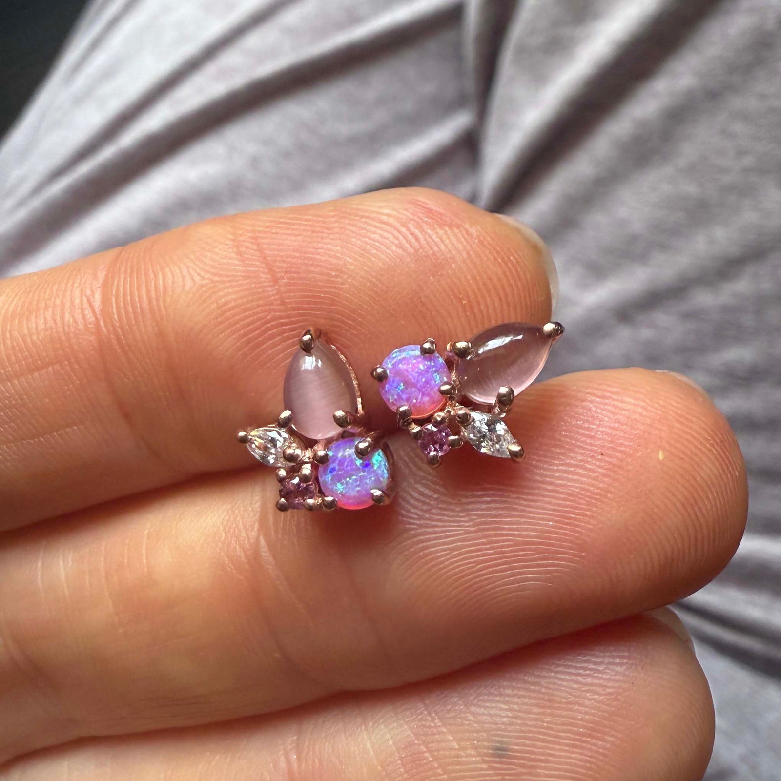 Rose Gold Pink Caribbean Studs