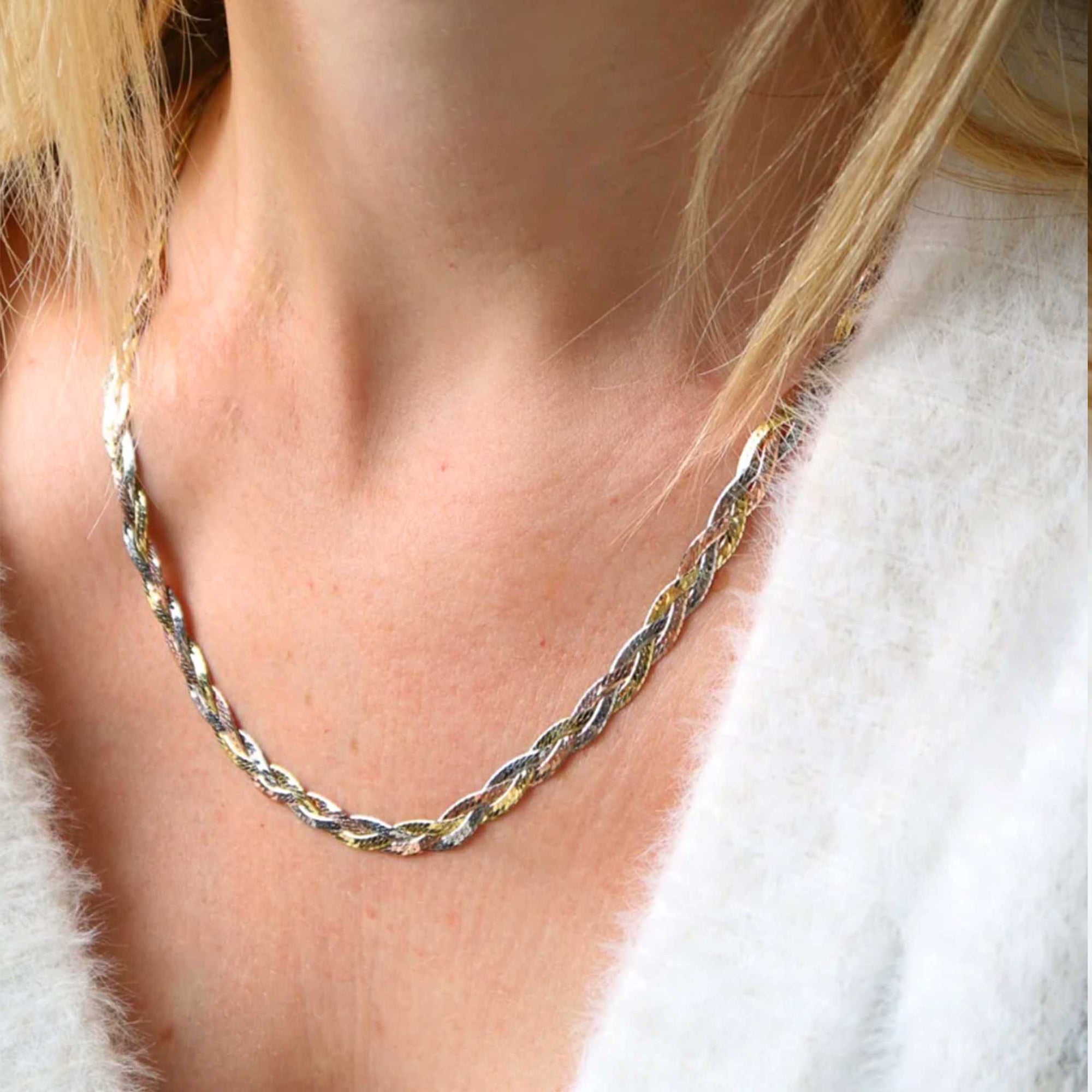 Mixed Metal Braided Necklace - La Kaiser