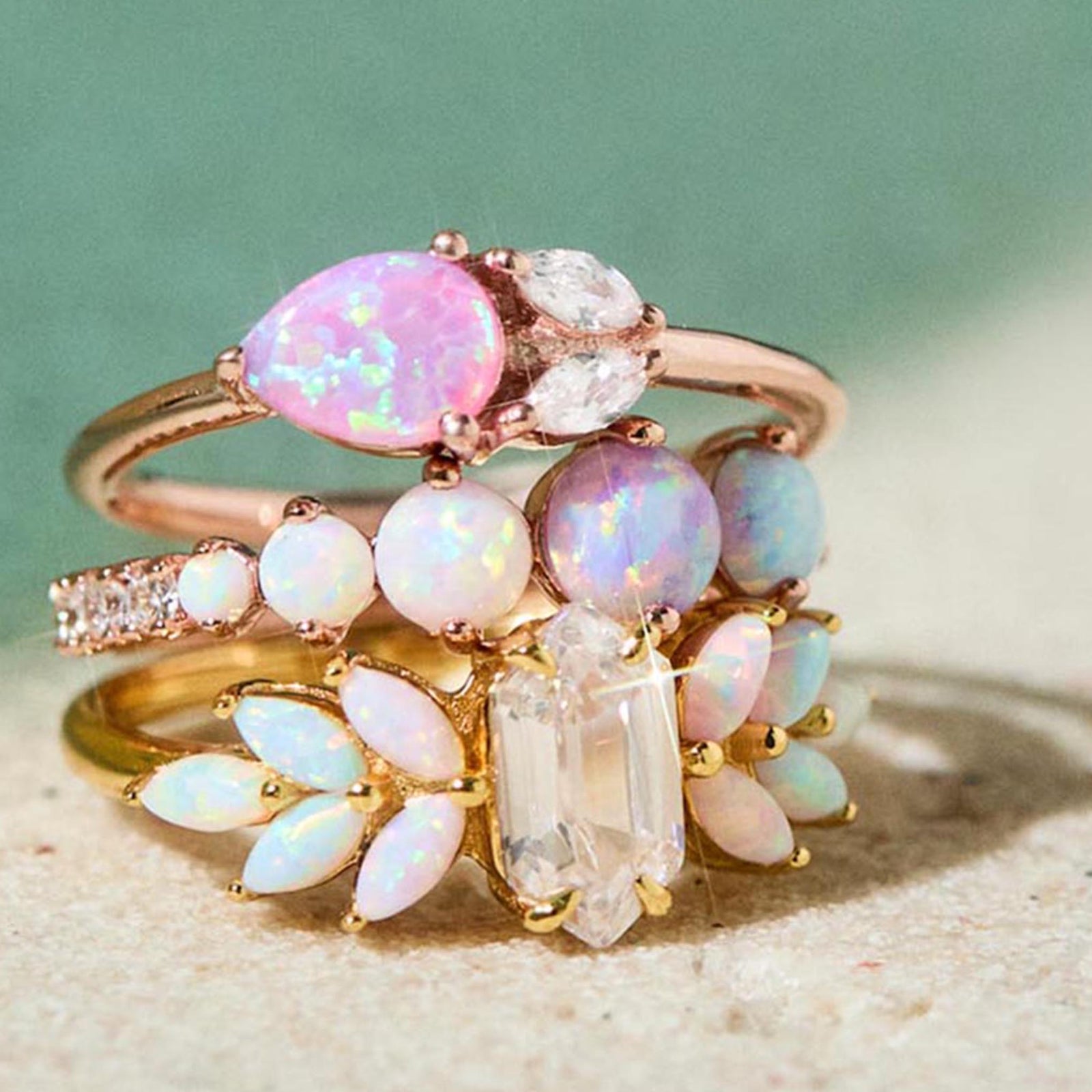 Rose Gold Pastel Opal Ombre Galaxy Ring
