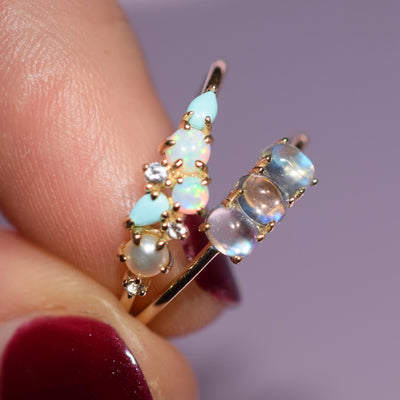 14kt Rainbow Moonstone Cloud Ring