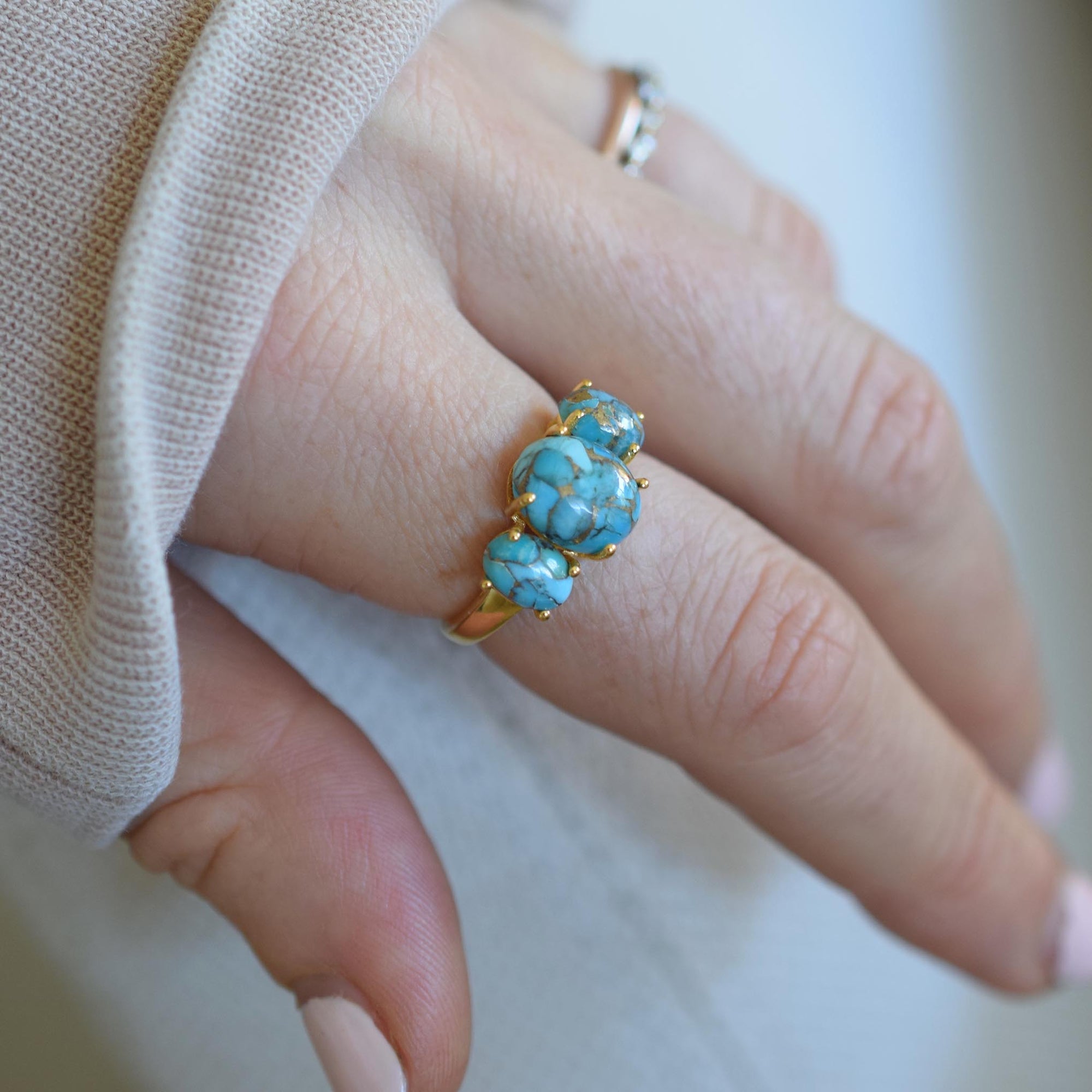 Copper Turquoise Gum Drop Ring