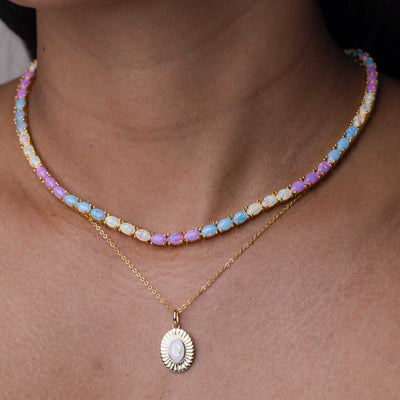 Pastel Opal Eternal Tennis Necklace