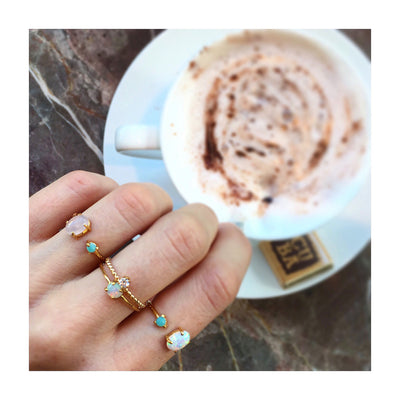 Double Dose Gold Ring (opal and diamond)