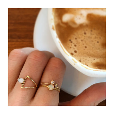 Double Dose Gold Ring (opal and diamond)