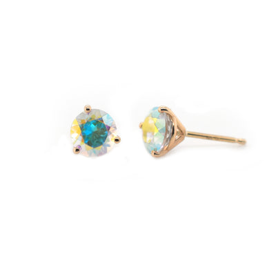 Solid 14kt Gold Opalescent Topaz Solo Studs