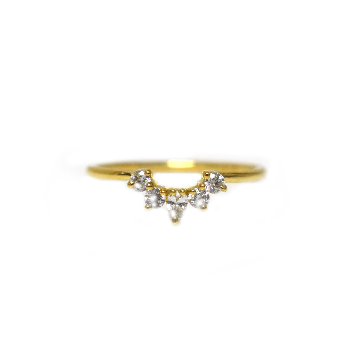Solid Gold Mini Diamond Arc Ring