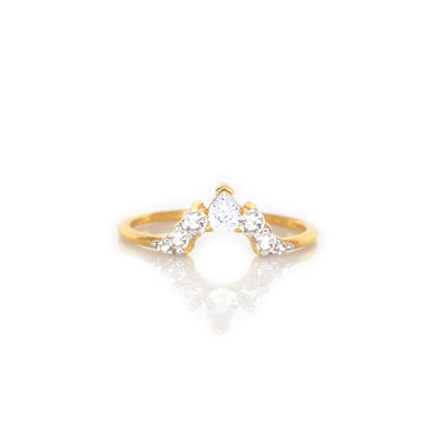 Solid 14kt Gold Diamond Angels Arc Ring
