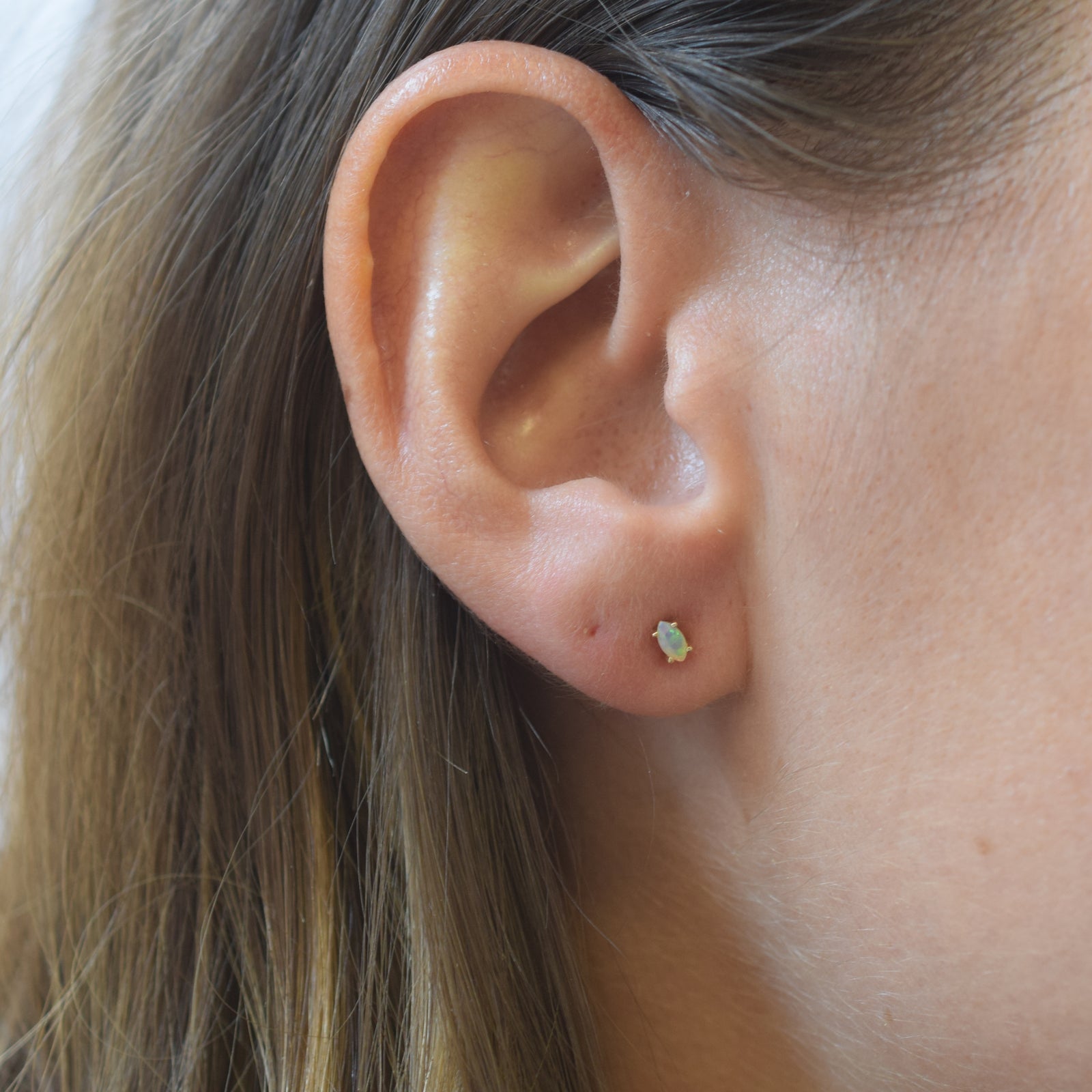 Solid Gold Opal Eye Studs