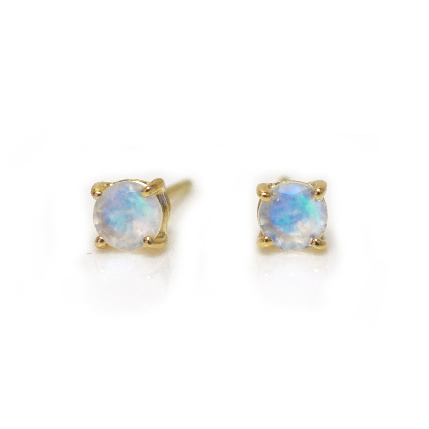 Solid 14kt Gold Rainbow Moonstone Solo Studs *online exclusive