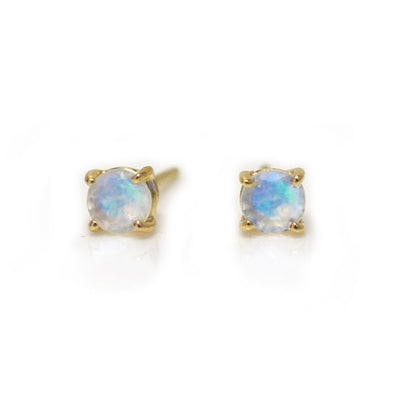 Solid 14kt Gold Rainbow Moonstone Solo Studs *online exclusive*