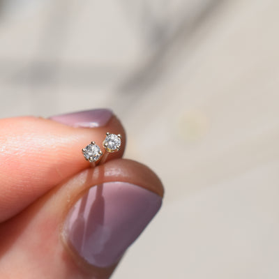 Solid 14kt Gold Solo Diamond Studs *online exclusive*