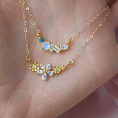 Rainbow Moonstone and Topaz Misty Skies Pendant