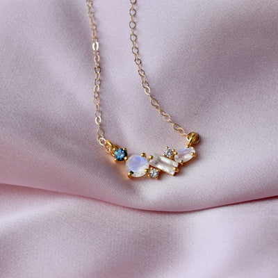 Rainbow Moonstone and Topaz Misty Skies Pendant