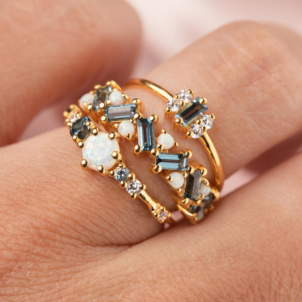 London Blue Topaz & Opal Fire on Ice Ring