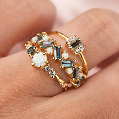 London Blue Topaz & Opal Fire on Ice Ring