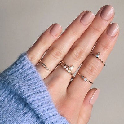 Solid Gold Diamond Trio Ring