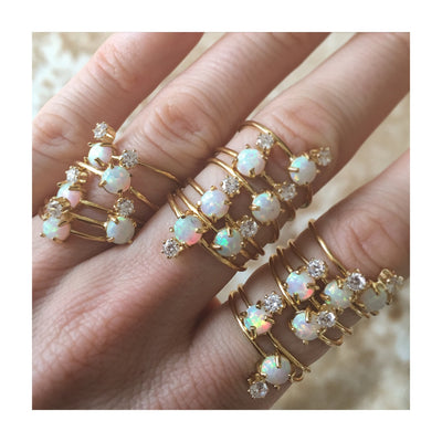 Double Dose Gold Ring (opal and diamond)