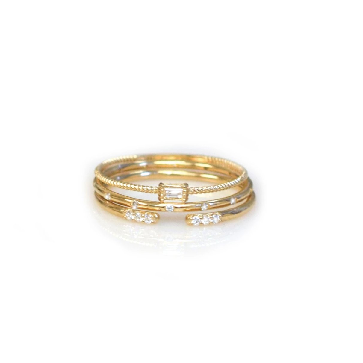 Solid Gold Diamond Birds of a Feather Stacking Ring *online exclusive*